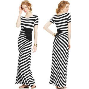 Black & White Striped Maxi Dress with